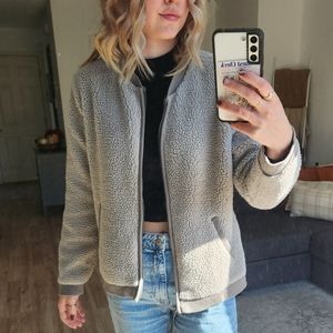 Old Navy Sherpa Teddy Zip Up Jacket - Gray